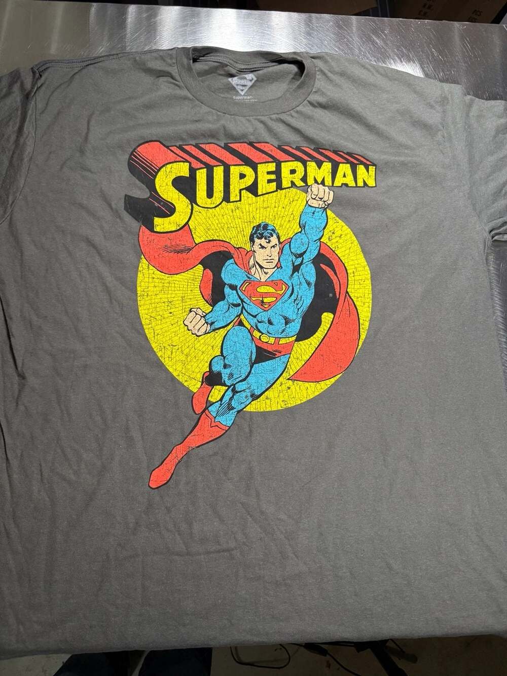 Superman DC Comics Graphic T-Shirt Gray Size XL